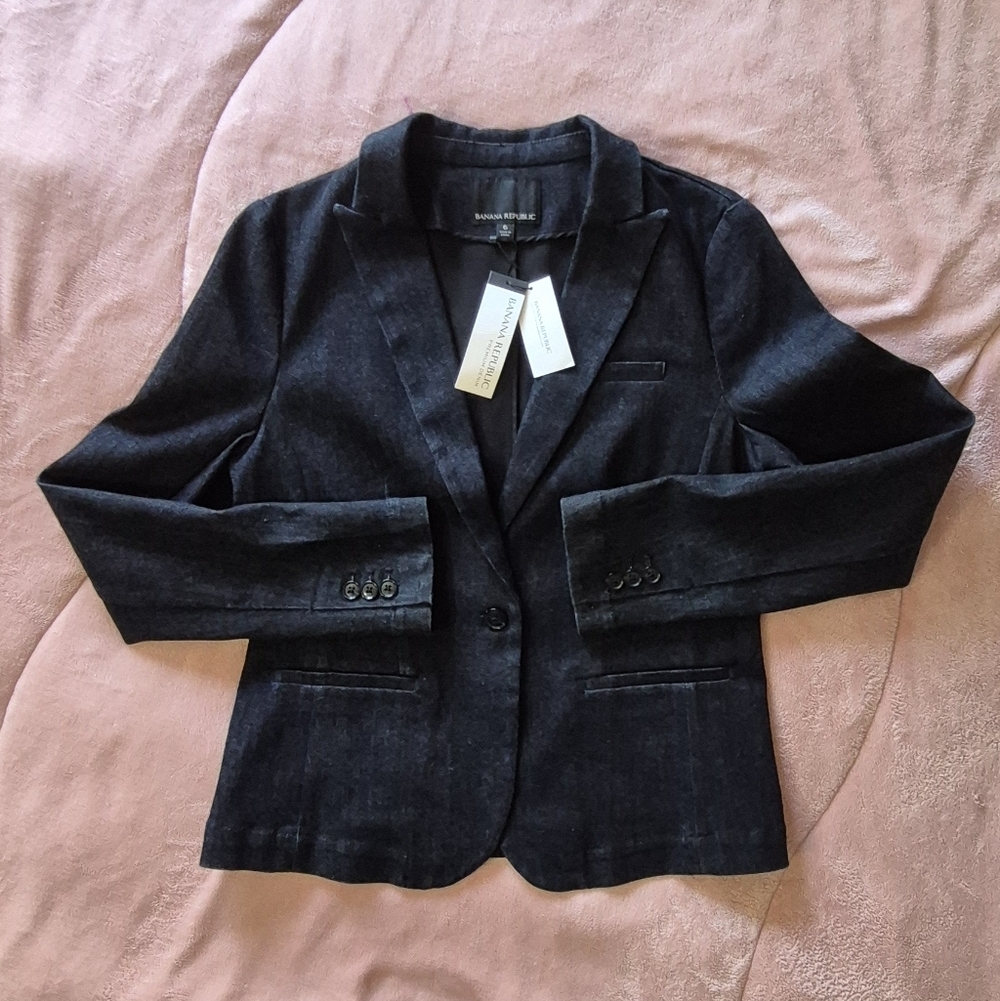 Banana Republic Women's Black Velvet Blazer Jacket